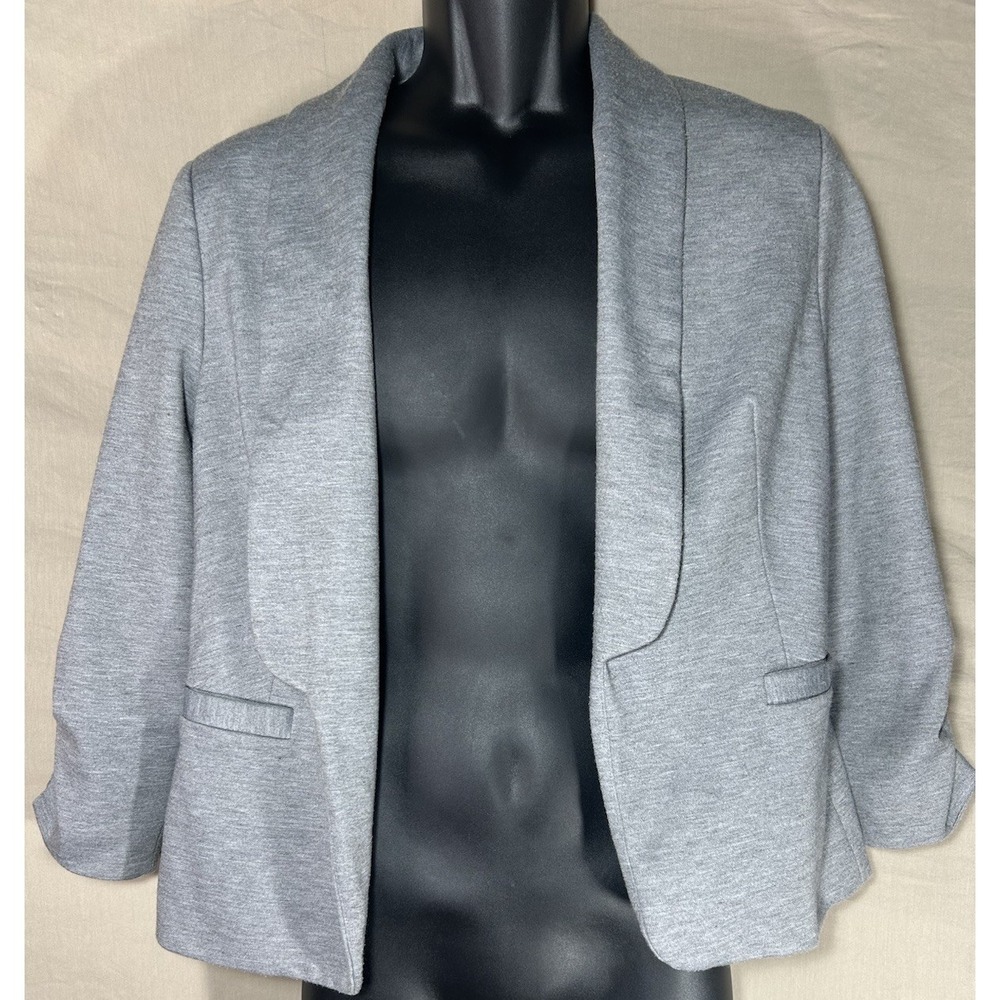 Jules & Leopold Womens Medium Gray Knit Open Front Blazer Jacket Lined‎